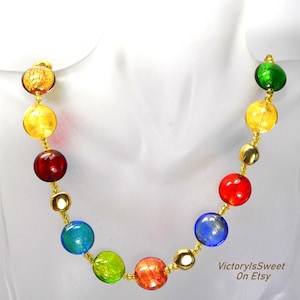 Murrina Antica Jewelry Necklace Italian Venetian Art Glass Gold Foil Beaded Necklace