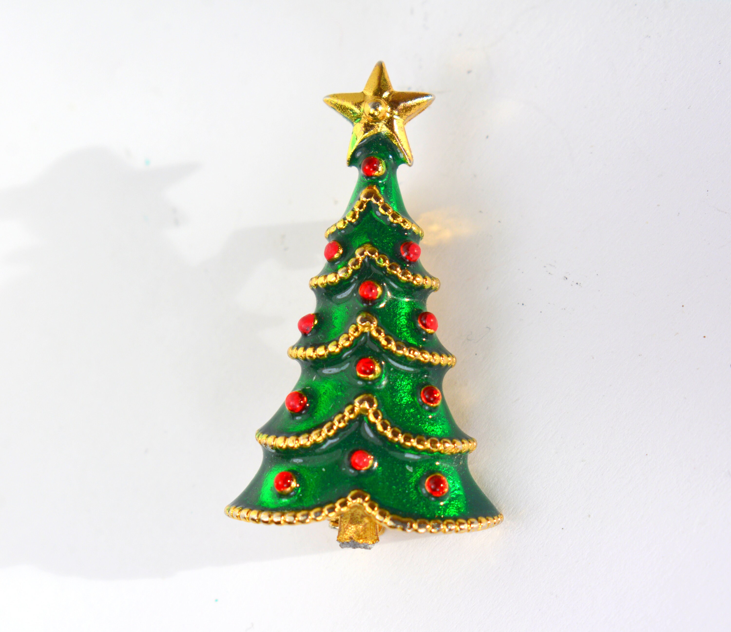 ヴィンテージ クリスマスツリーエナメルブローチ ペンダント 2ウェイ