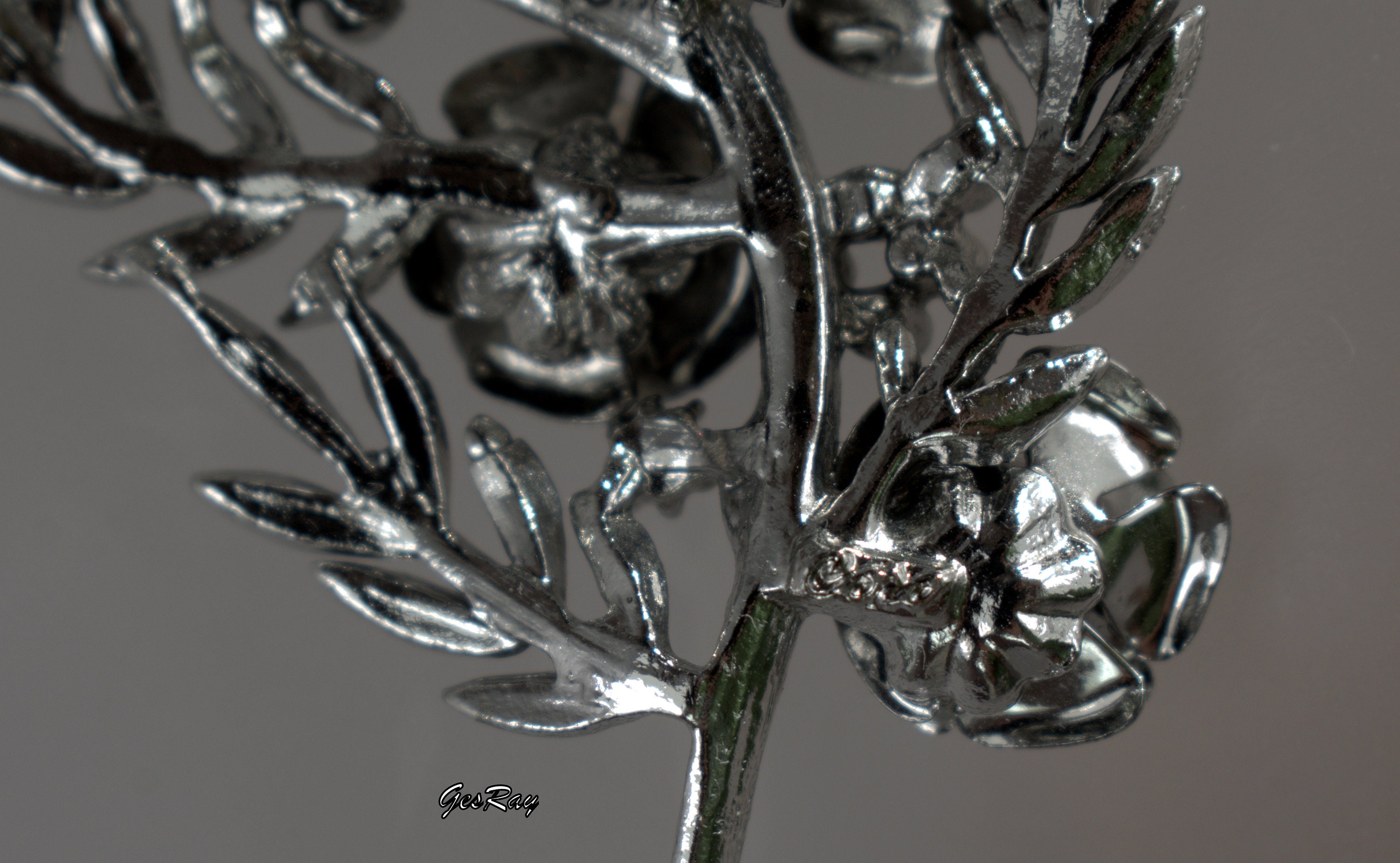 バラの花束ブローチピン シルバーフラワー ヴィンテージ コロ