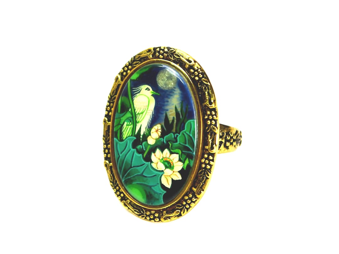 Amy Kahn Russell Hand Painted on Shell Sterling Ring Size 12 - Etsy