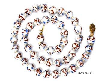 Collar de cuentas anudadas de exportación china, joyería vintage de porcelana pintada a mano