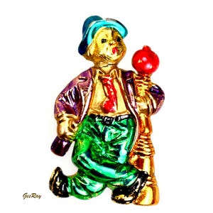 Elle Enamel Clown Brooch Pin, Puppet Pierrot Brooch Pin, Circus Jewelry Victoryissweet