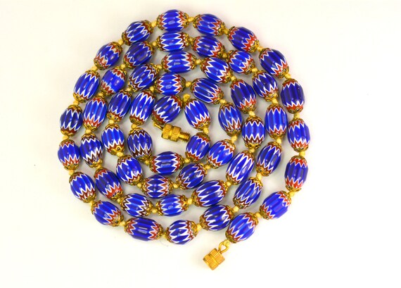 アンティークビーズ　シェブロン　ネックレス とんぼ玉 アンティーク ヴェネチアンビーズ シェブロン ホワイト