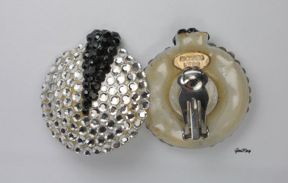 Richard Kerr Jewelry Clip Earrings, Black Silver … - image 4