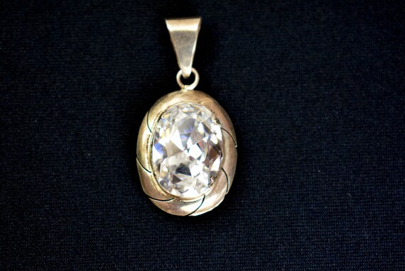 Vintage Mexico TG-78 Sterling Silver 925 Zircon CZ Cabochon
