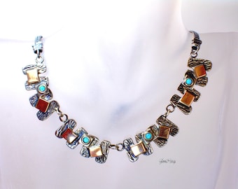 Handcrafted Sterling Silver 925 14K Opal Necklace Collar
