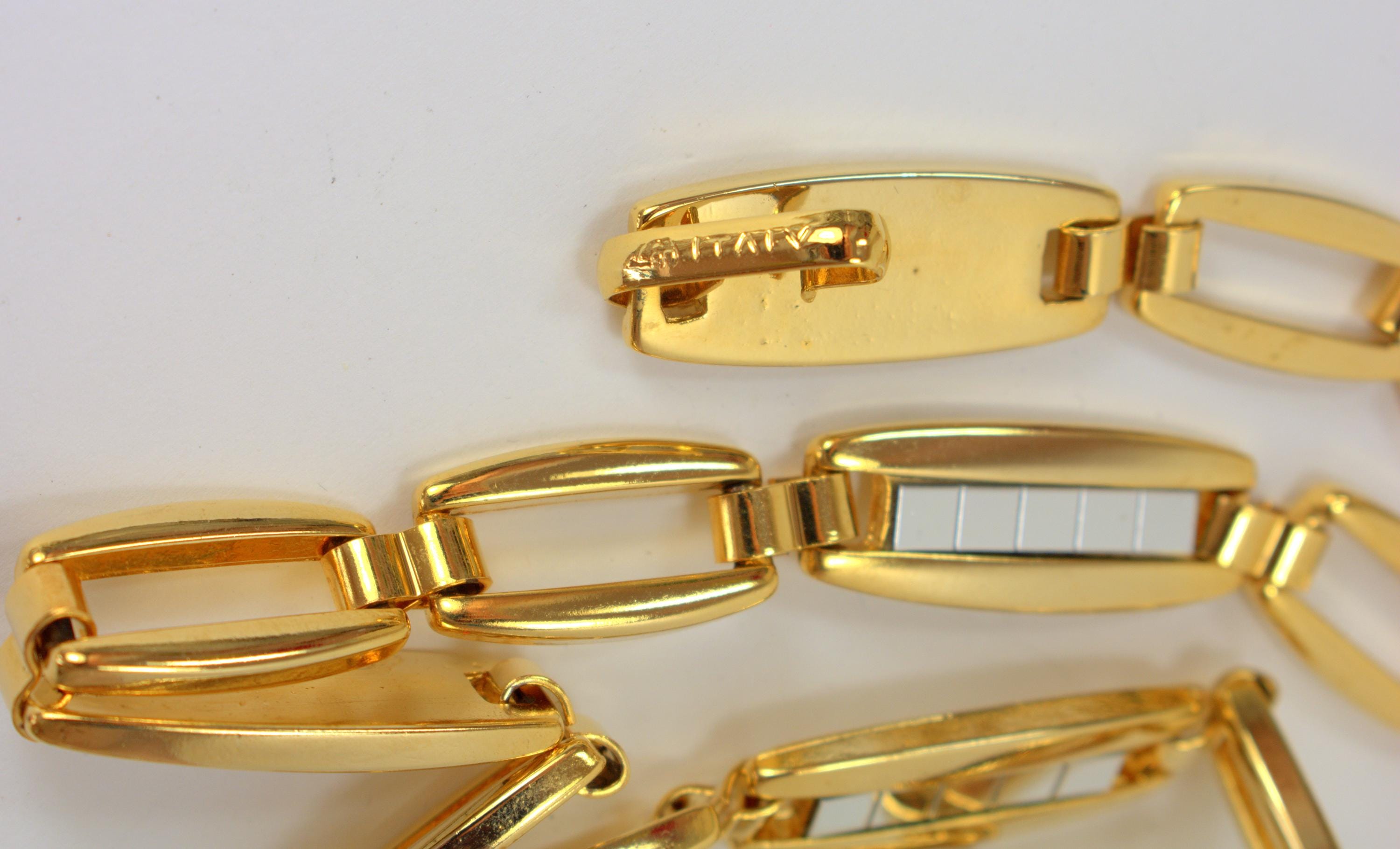 Vintage Italian Gold-Tone Chain Belt Geometric Links 1970s Vintage Italian Gold Tone Chain Belt 1970s 1980s, Designer  main image 3