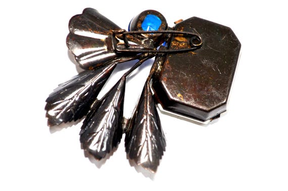 Grande Broche Art Déco En émail Cloisonné Bleu Cobalt - Années 30, Vintage - Occasion