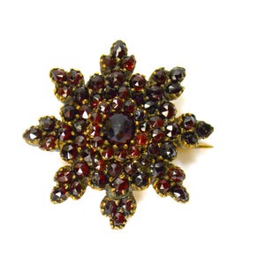 アンティークの希少なボヘミアンガーネットブローチ（シードパール付き