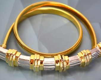 Alexis Kirk Belt Gold Silver Tone Statement 1980 display picture 1