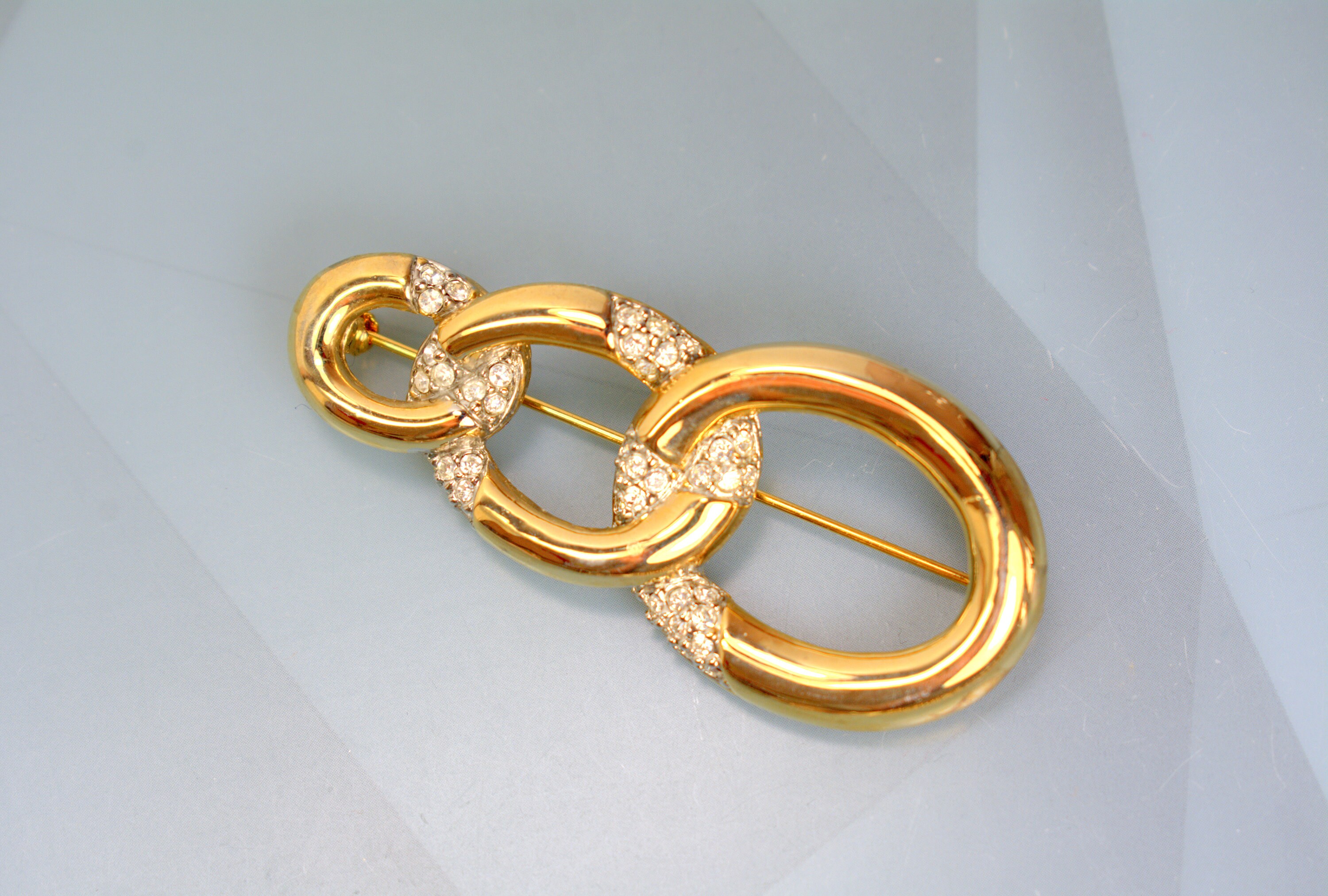 Vintage Gold Tone Infinity Brooch Pin Pave Crystal, Designer Jewelry - Etsy