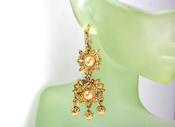 Statement Designer Dangle Drop Earrings Clip On, … - image 1