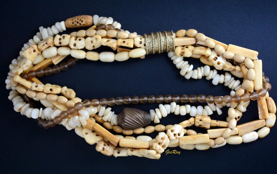 Vintage Tribal African Trade Bead Multi Strand Ne… - image 6