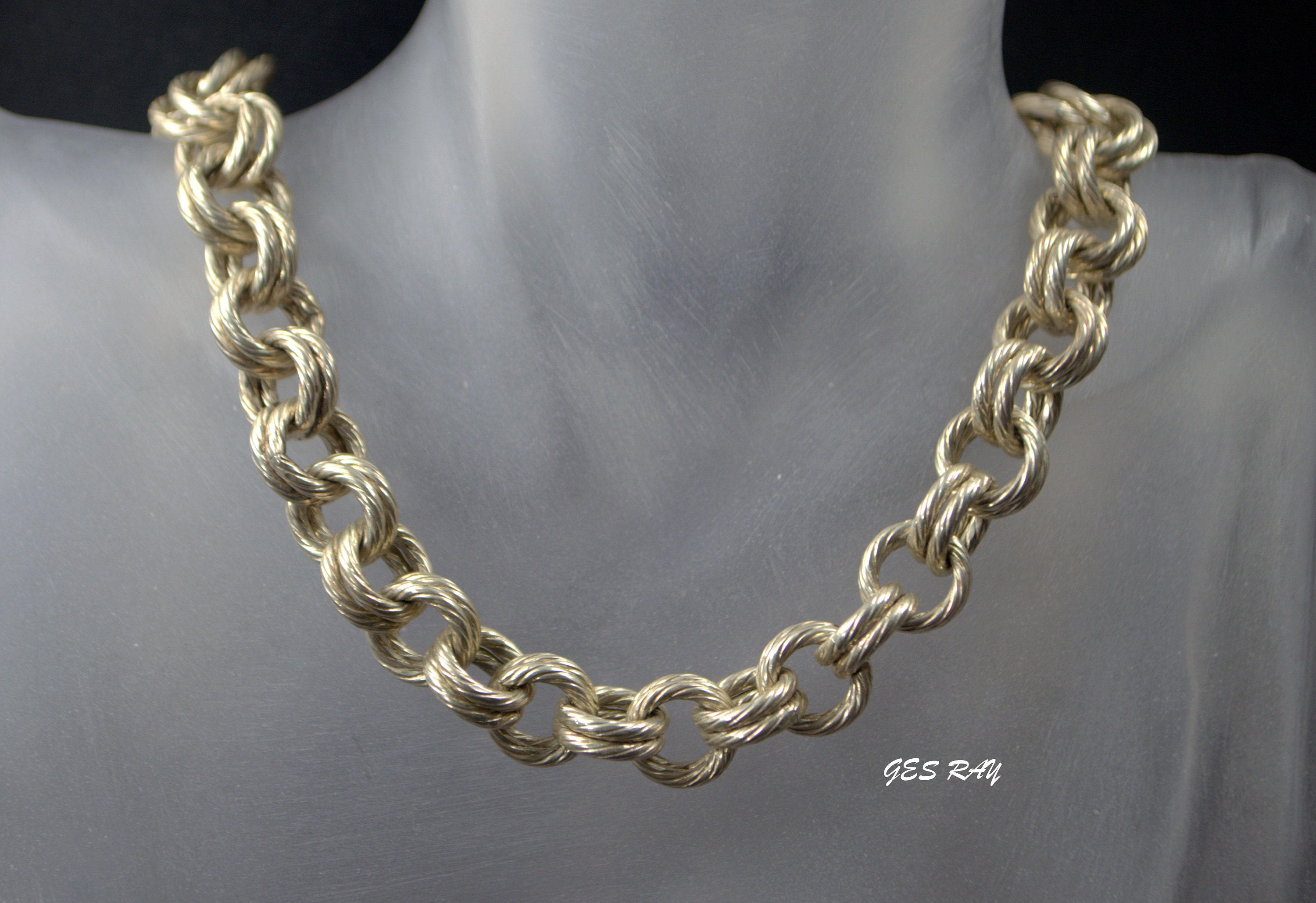 Vintage Sterling Silver Double Chain Necklace PROCHAIN Vintage Sterling Silver Double Chain Necklace PROCHAIN