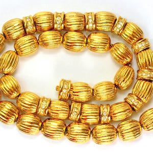Stocko Gold Plated Beaded Collar Necklace, Golden Bead Snap Clasp Joseph Esposito