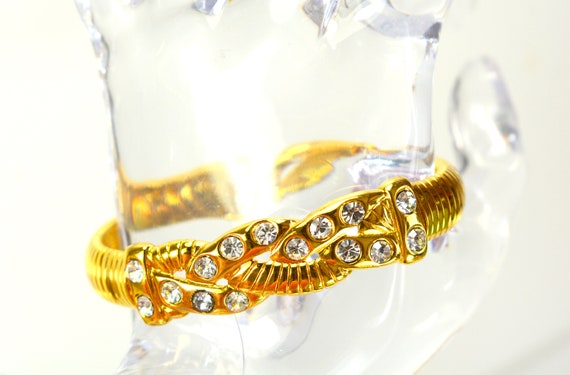 Statement Monet Bracelet Gold Tone Crystal
