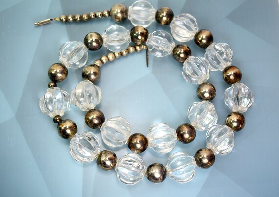 Art Deco Early Plastic Clear Lucite Beaded Neckla… - image 3