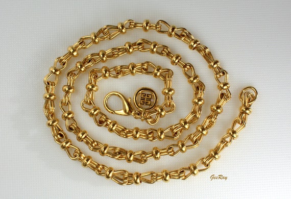 Givenchy Gold Chain Necklace, Vintage Givenchy Jew