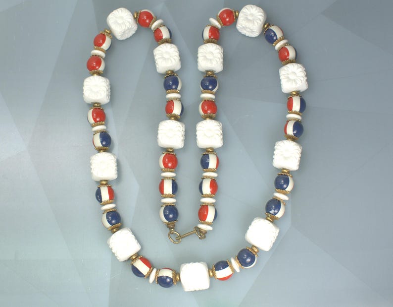 Hobé Bicentennial Patriotic Necklace 1976, Red White & Blue, USA Patriotic Jewelry