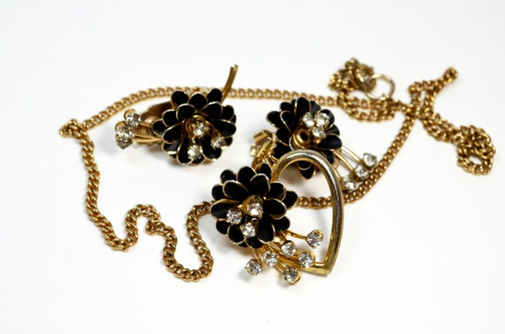RARE Vintage Crystal Flower Necklace /& Earrings Set Made in Austria Demi Parure Lot of 2