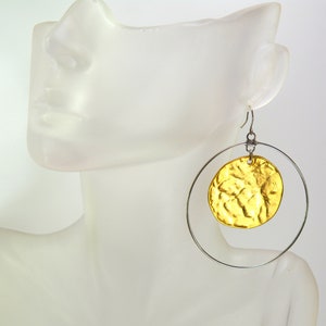 Kenneth Jay Lane KJL Dangle Earrings Gold Coin Drop Silver Tone Kenneth Lane, Vintage Kenneth Jay Lane KJL Jewelry