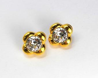 Boucles D'oreilles Monet Clip Vintage - Plaqué Or, Haute Couture, Occasion