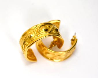 Vintage Givenchy Large Hoop Pierced Earrings Gold Plated