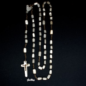 Antique Mother Of Pearl Rosary with Mother Of Pearl Crucifix