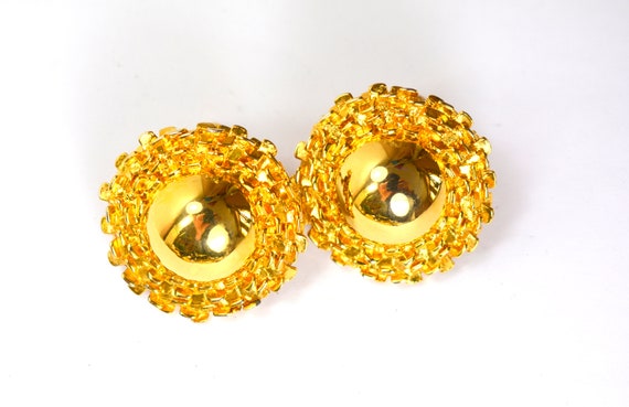 PD Statement Bold Domed Button Earrings Gold Prem… - image 4