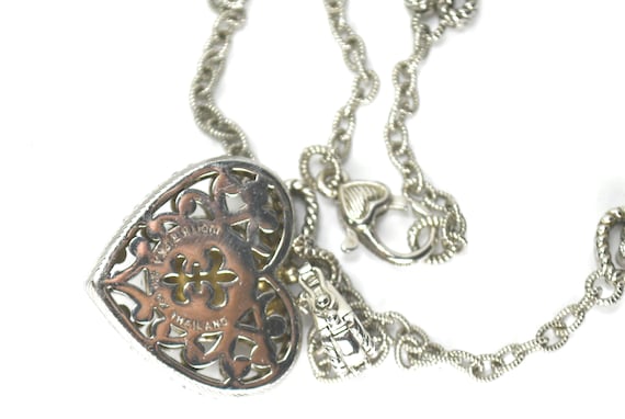 Judith Ripka Necklace Heart Enhancer Pendant Charm Heart Blue