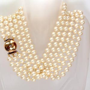Glass Pearl Multi Strand Necklace: Hand Knotted Opera Length Statement Jewelry