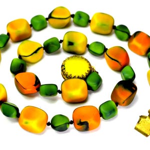 Art Deco Matte Glass Beaded Necklace Rare Signed Made Austria
