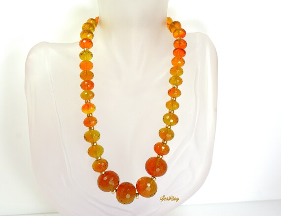 Vintage Faceted Crystal Bead Necklace 