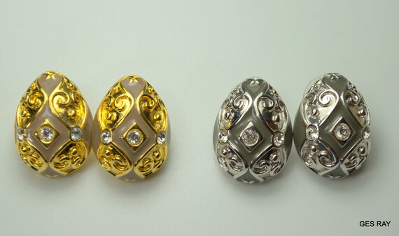Joan Rivers Stud Earrings Pierced Silver Enamel - image 4