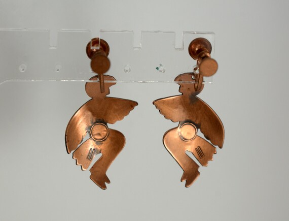 Vintage Solid Copper Earrings Clips Southwestern … - image 3