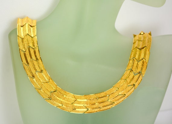 Napier Gold Tone Collar Choker Necklace Cleopatra… - image 7