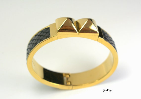 Couture Michael Kors Leather Bracelet Hinged Bangle Bracelet