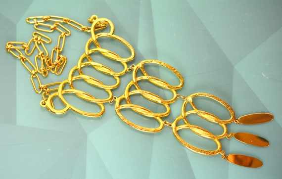 Vintage Modern Panel Hammered Pendant Necklace St… - image 2