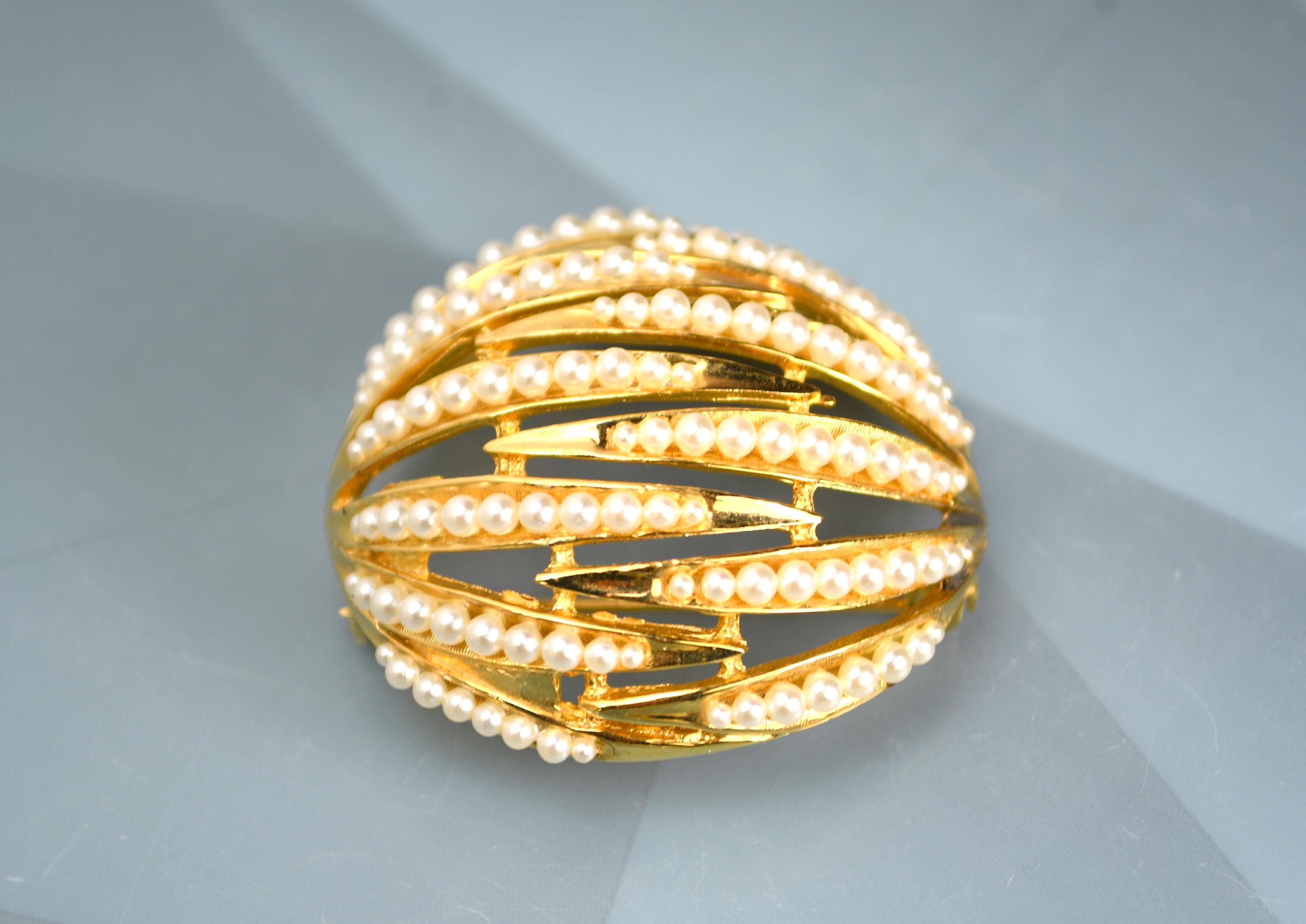Capri Jewelry Brooch Pin Domed Pearl Seed - Etsy