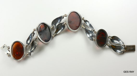 Arts & Crafts Style Link Bracelet 925 Sterling Si… - image 7