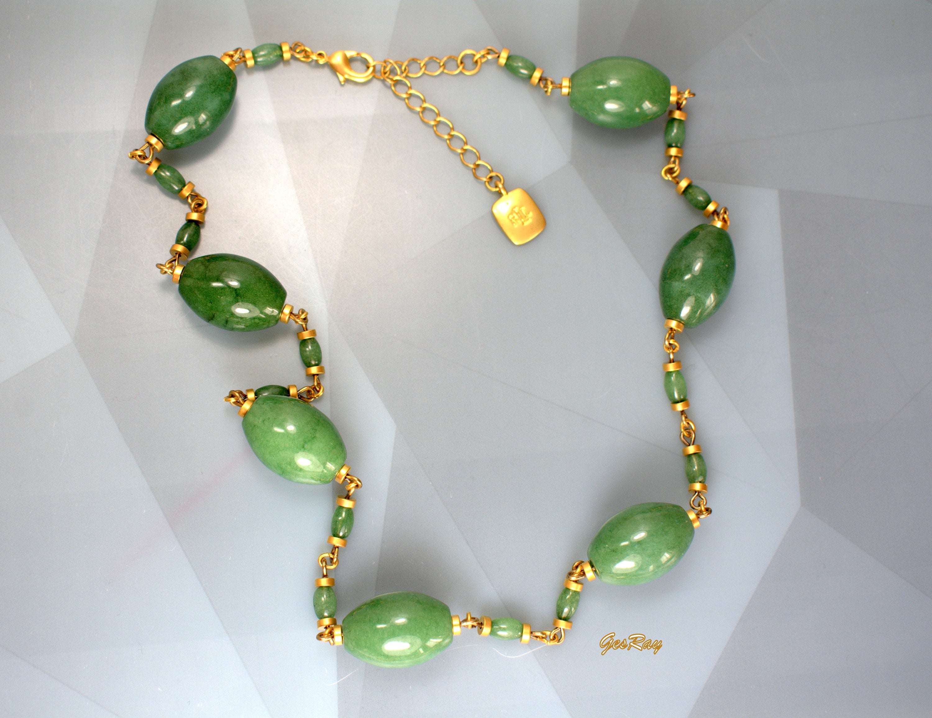 Ralph Lauren RL Gemstone Station Necklace Green Semi Precious - Etsy
