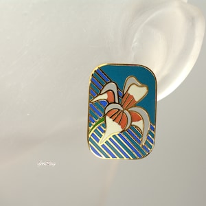 Vintage Laurel Burch Earrings Cloisonne Enamel Pierced