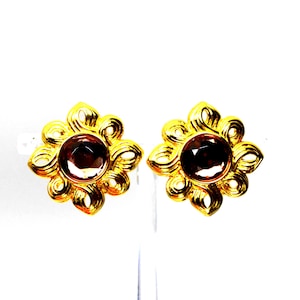 Kenneth Jay Lane KJL Stud Earrings Gold Purple Rhinestones, Vintage Kenneth Jay Lane KJL Jewelry