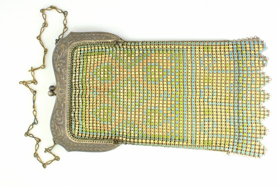 Art Deco Whiting and Davis Flapper Mesh Enamel Pu… - image 4