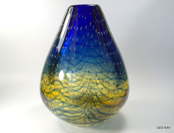 Murano Glass Vase Controlled Bubble Bullicante Sommerso Art