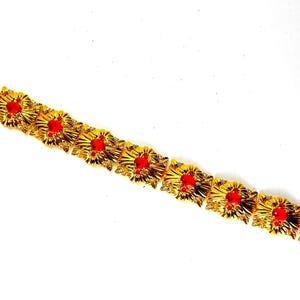 Camrose and Kross Jacqueline Kennedy Jewelry Bracelet JBK Faux Ruby Crystals Gold Tone, Original box, Papers