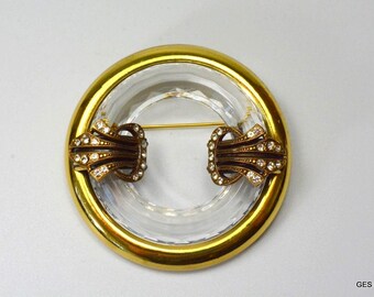 Ermani Bulatti Lucite Circle Pin Brooch Rare Collectible Ermani Bulatti Jewelry