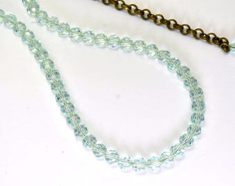 Art Deco Faceted Crystal Quartz Necklace Faux Aquamarine