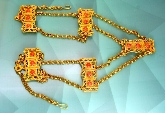 KJL Kenneth Jay Lane Chain Jeweled Belt - image 3