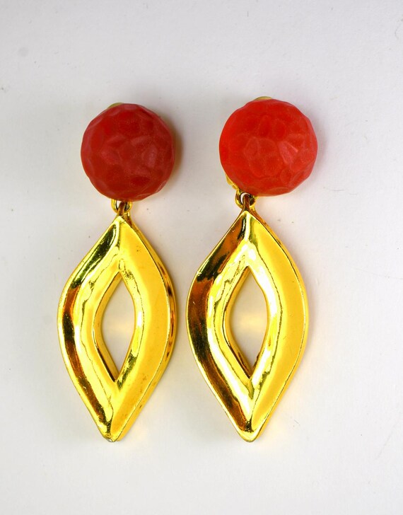 Authentic Givenchy Dangle Earrings  Clip-on Gold … - image 3